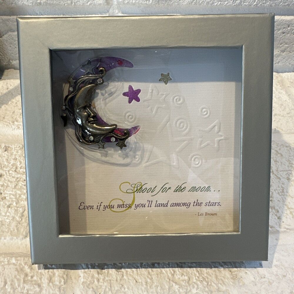 Moon & Stars Brooch & Card Patricia Dash 2007 Pewter And Gold Colors New